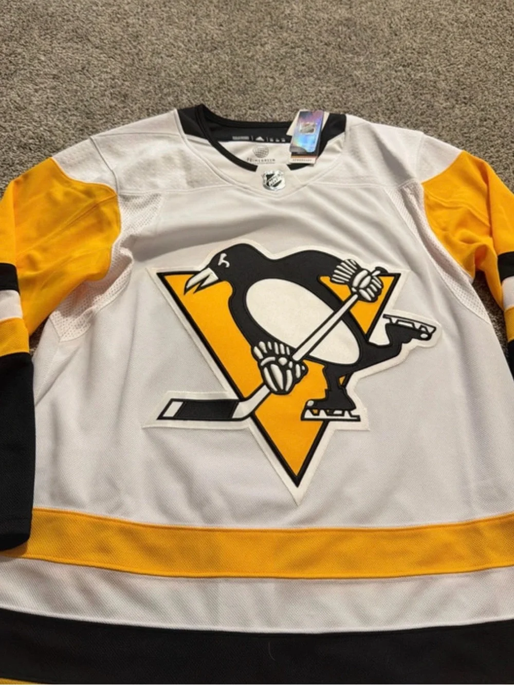 NWT Pittsburgh Penguins Mens White Away 50 Hockey Jersey New Adidas Blank